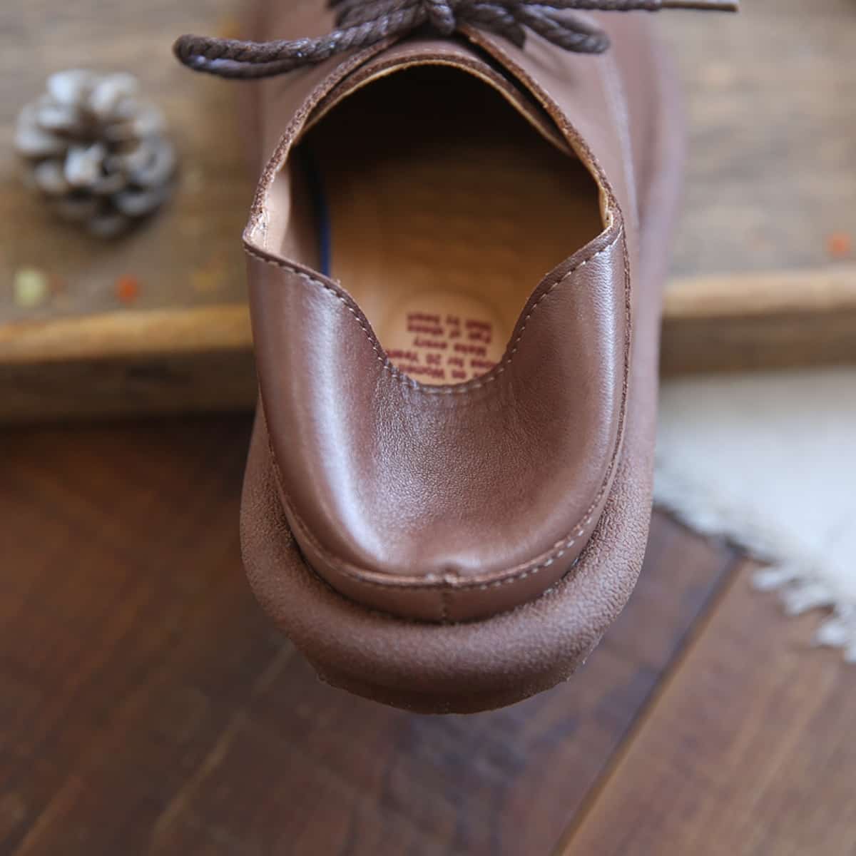 Leather round head lace-up flats, new comfortable small leather shoes, single shoes