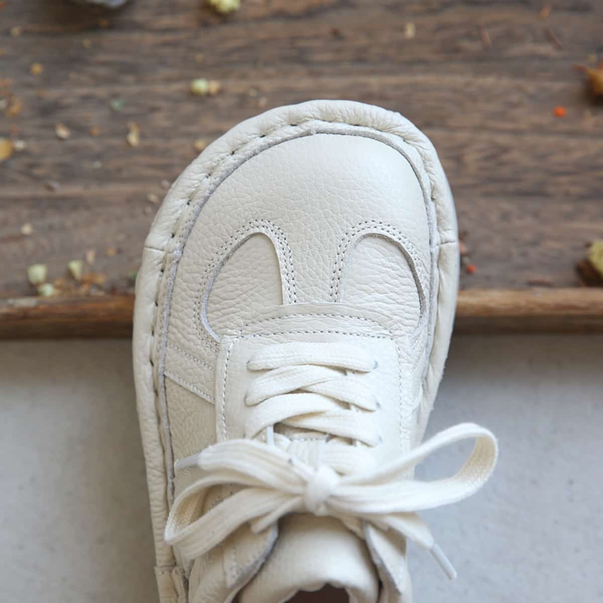 Leather round head lace-up platform big head shoes fashion muffin sole single shoes women
