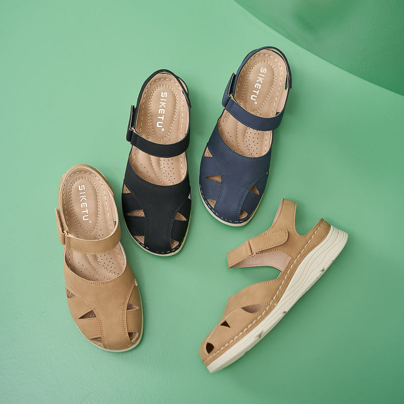 Autumn Sandals Women's Comfortable Casual Closed Toe Slippers Hollow Platform Large Size Sandals