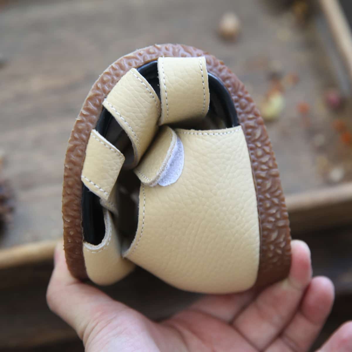Leather hollowed-out bag head flats summer comfortable soft-soled Roman sandals