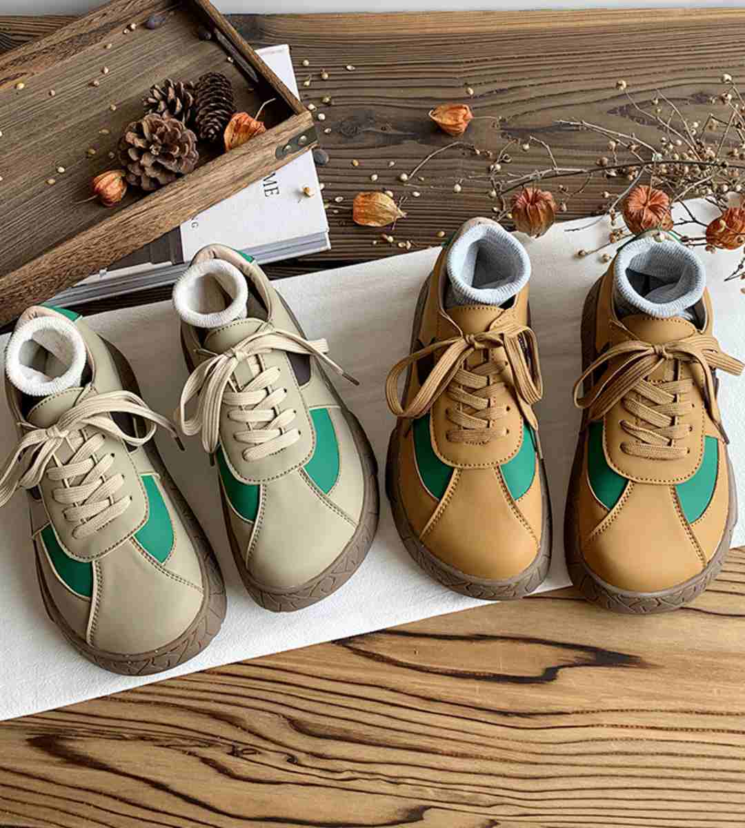 Spring Casual Sneakers Leather Trendy Lightweight Footwear