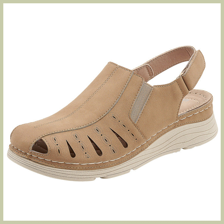 Autumn Sandals Women's Wedge Stitching Light Closed Toe Hollow Large Size Sandals