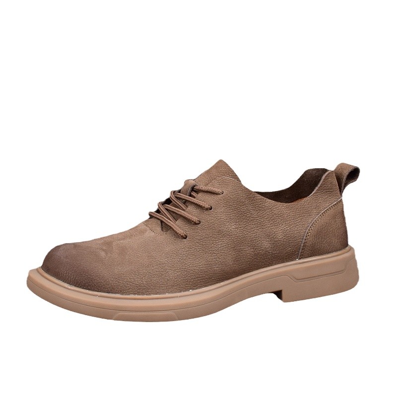 Leather shoes men's genuine leather shoes versatile pure cowhide soft leather loose big head shoes platform non-slip men's shoes