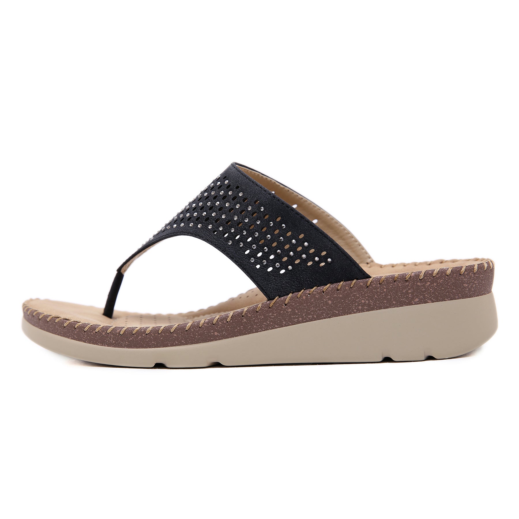 Slippers Wedge Rhinestone Laser Flip Flops plus Size Sandals