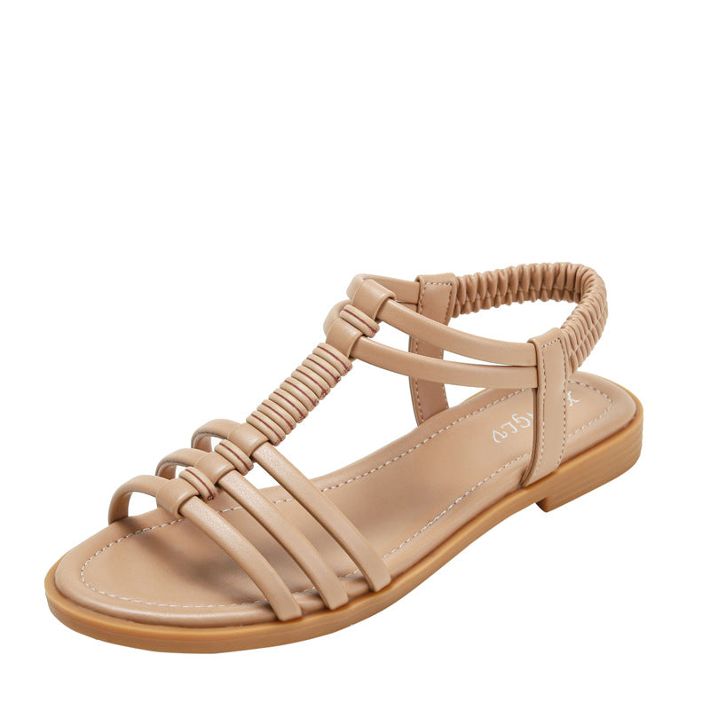 Roman Sandals Bohemian Retro Hollow Flat Bottom Comfort Travel Beach Shoes