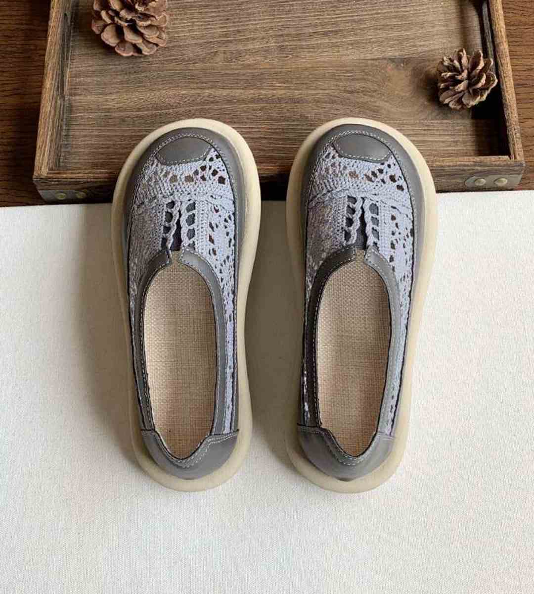 Summer Flat Lace Mesh Sandals Cotton Cool Casual Shoes