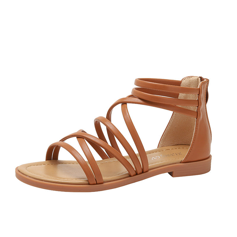 Women's Flat Sandals Women's Fashion Casual Belt
