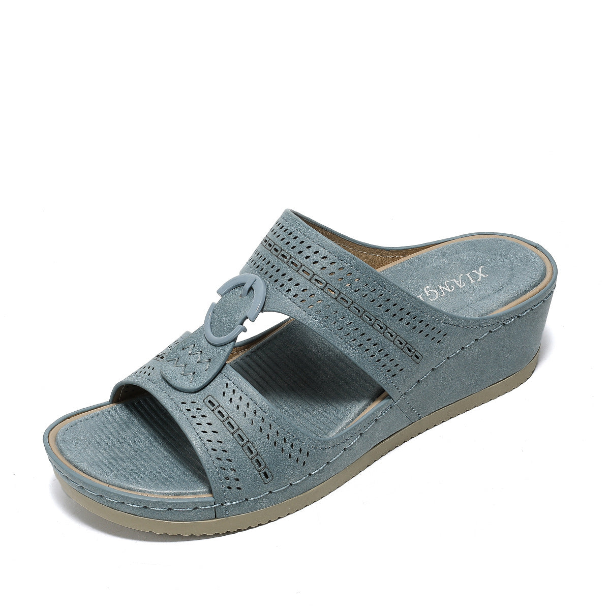 Hollow-out Wear-Resistant Sandals for Women Stitching Adhesive Wedge Platform Slippers for Women