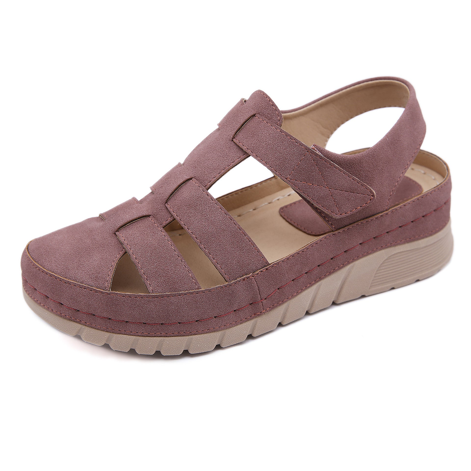 Retro Sandals Women's Outsole Light Free-Rider Line Casual Wedge Closed Toe Shoes