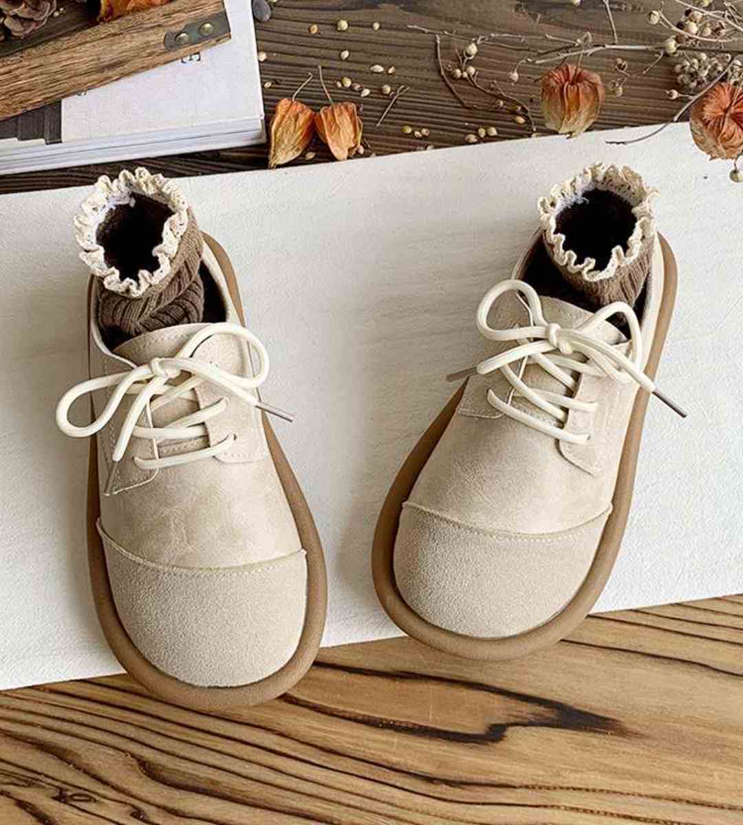 Spring Flat Leather Oxford Shoes Retro Style