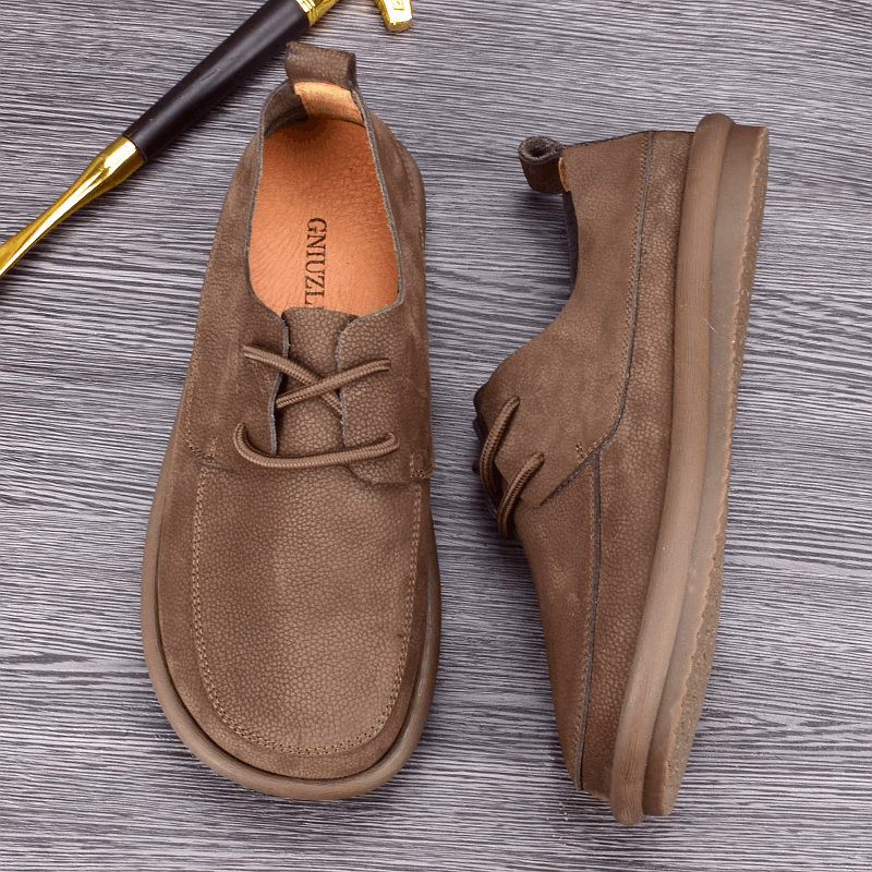 Summer breathable Doudou shoes men's leather soft-soled casual single-layer leather shoes wide feet round head one pedal driving shoes