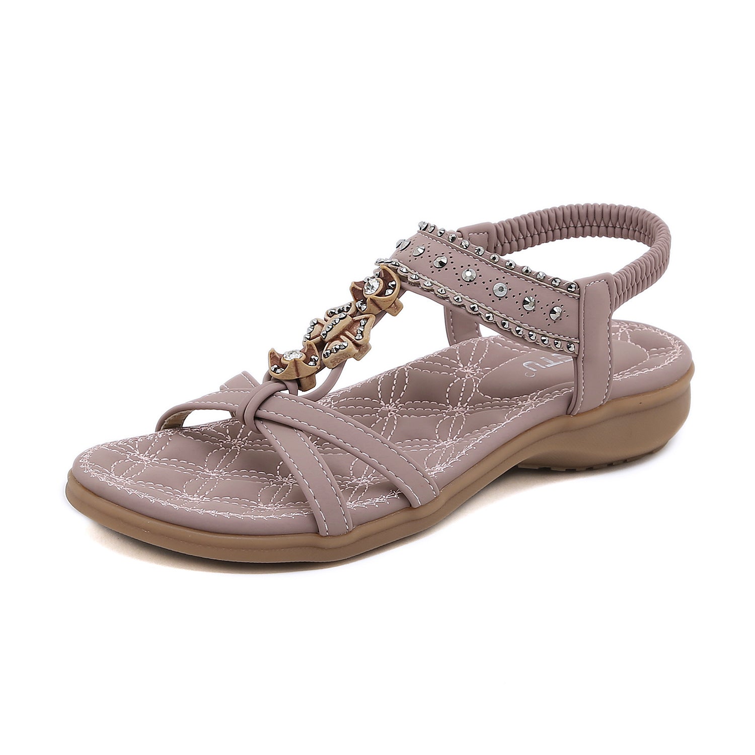 Ethnic Style Bohemian Women's Sandals Vintage Rhinestone Comfortable Women's Shoes | Flat Sandals