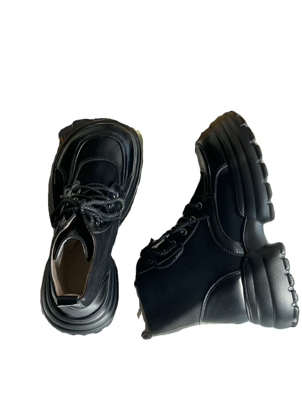 Round head lace-up thick-soled Martin boots autumn and winter handsome thick heel locomotive boots short boots women