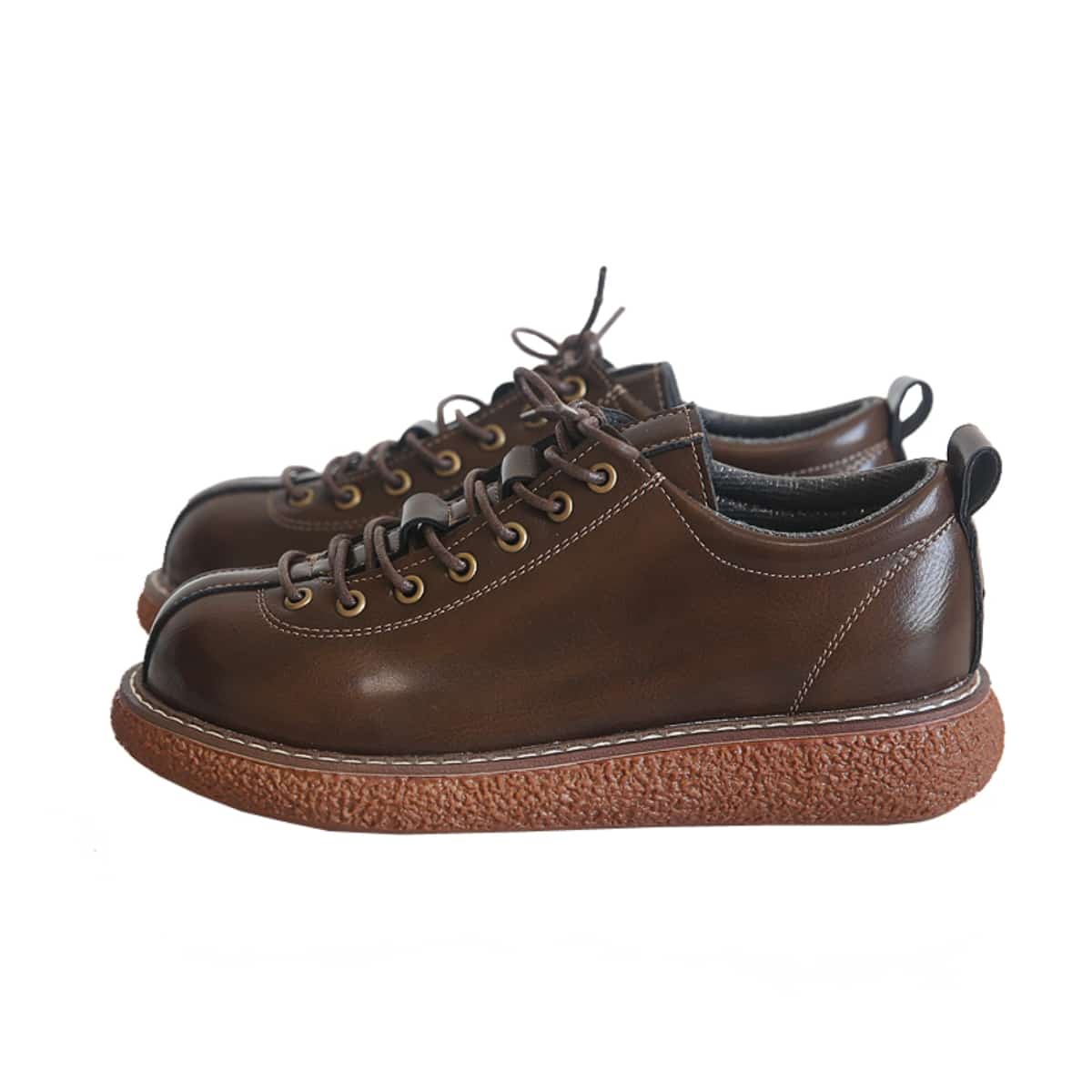 Round head lace-up thick-soled big head shoes, new early autumn versatile leather shoes, single shoes for women