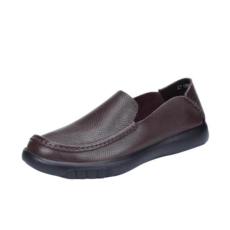 Casual single-layer leather shoes men's genuine leather first-layer cowhide foot cover lazy shoes men's breathable driving shoes soft sole
