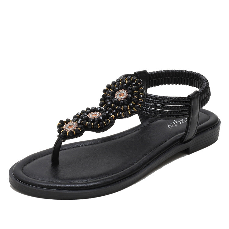 Plus Size Sandals Women Bohemian Roman Flat Seaside Vacation Beach Shoes