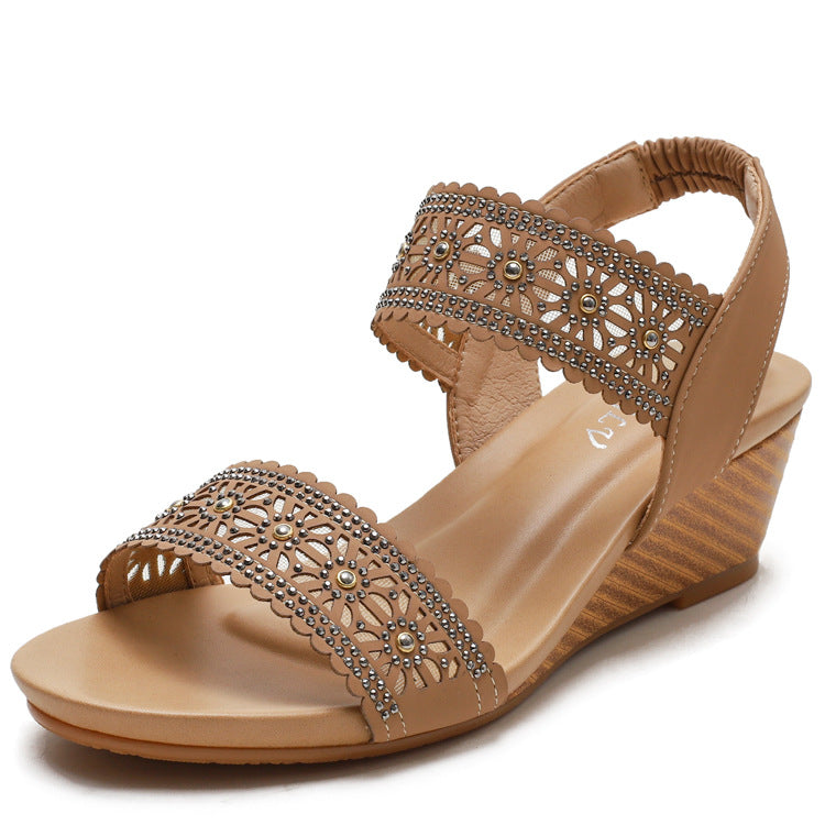 Women's Sandals with Flat Shoes Summer plus Size Soft Bottom Fashion Wedge Roman Shoes