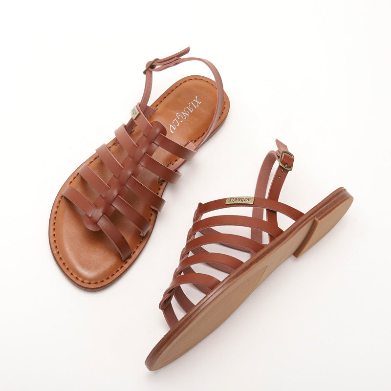 Simple Fashion Flat Beach Shoes Cross Casual Roman Bohemian Sandals