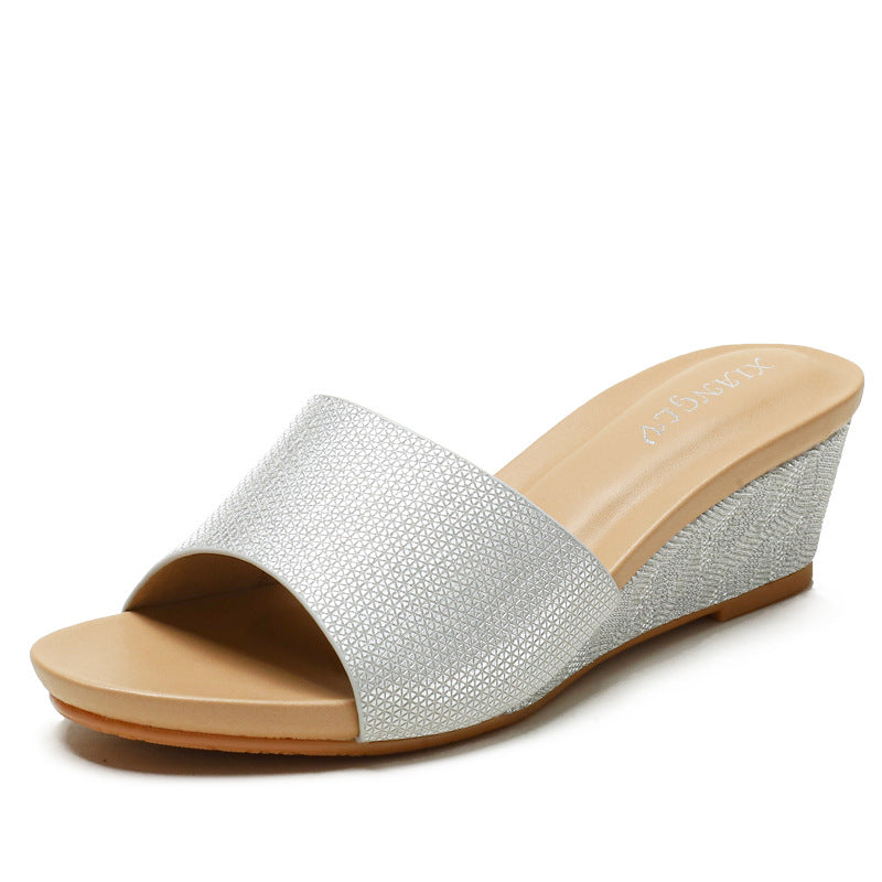 Sandals Fashion Open Toe Thick Bottom Small Wedge Outdoor Simple Comfortable Slippers for Women