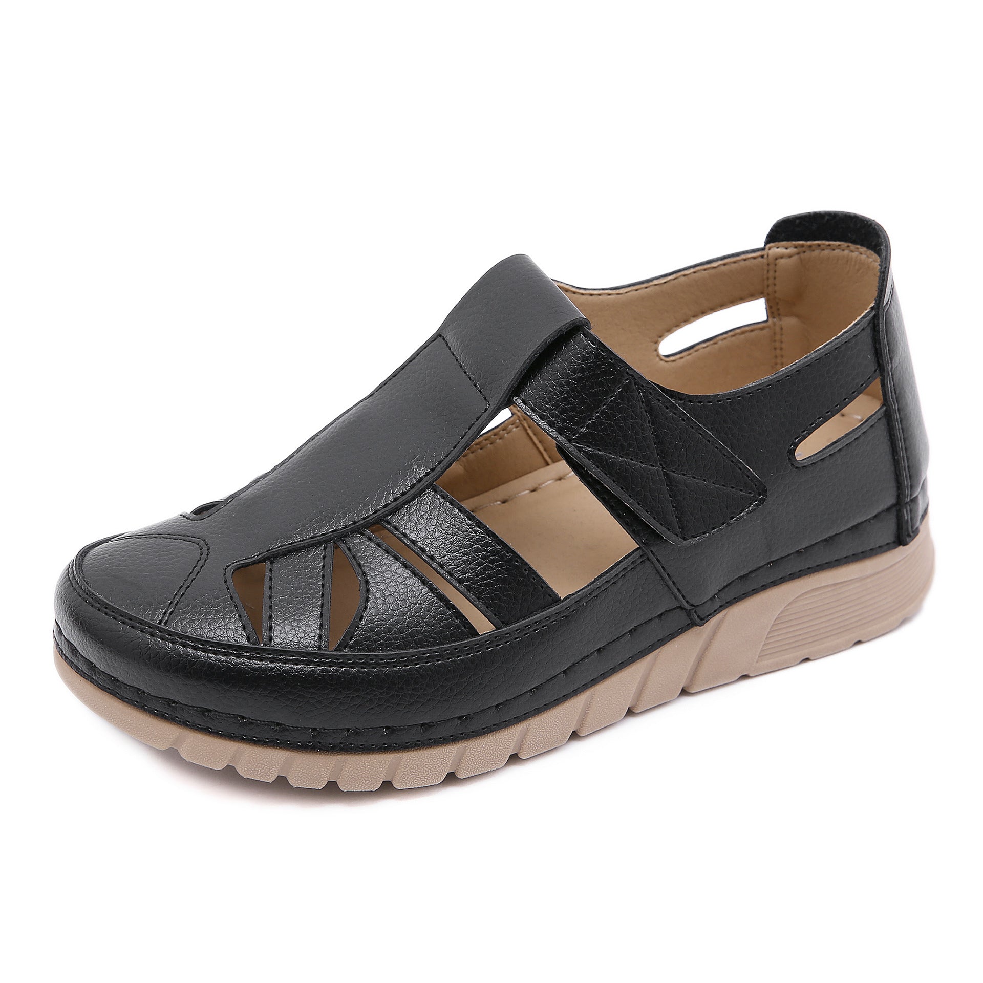 Autumn Single-Layer Shoes Wedge Stitching Light Hollow-out Mom Shoes Large Size