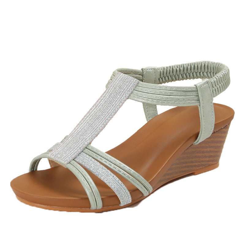 Roman Retro Wedge Sandals Women's Xia Clan Strap Portable Traveling Women's Shoes