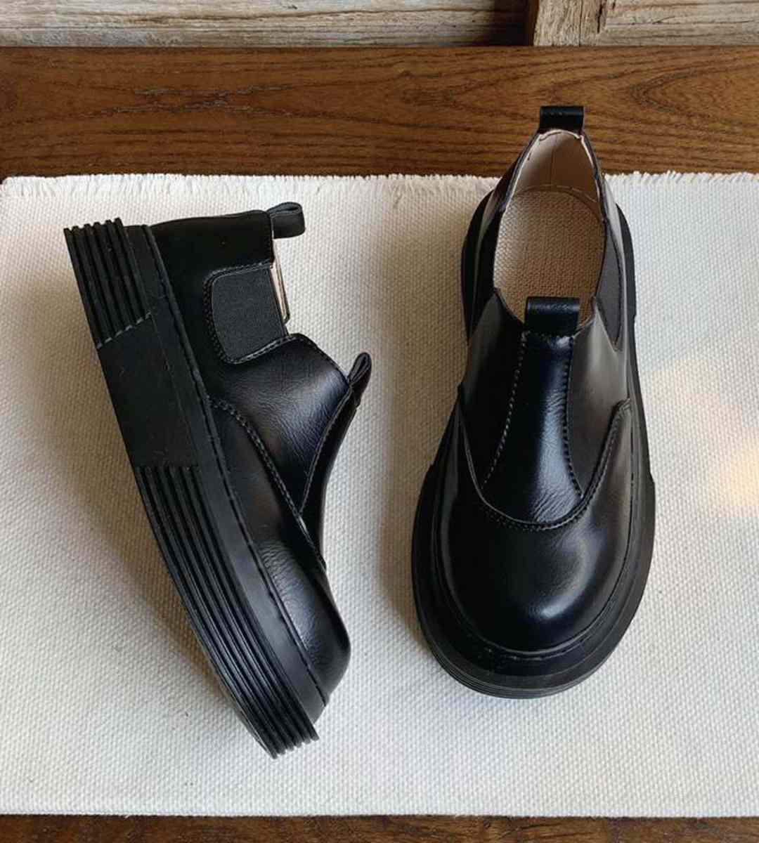 2024 Autumn Women's Thick Sole Leather Shoes British Style