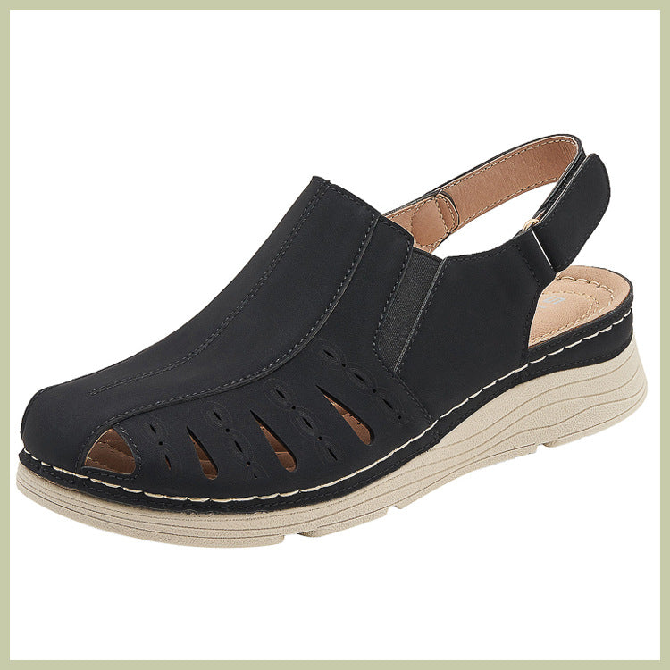 Autumn Sandals Women's Wedge Stitching Light Closed Toe Hollow Large Size Sandals