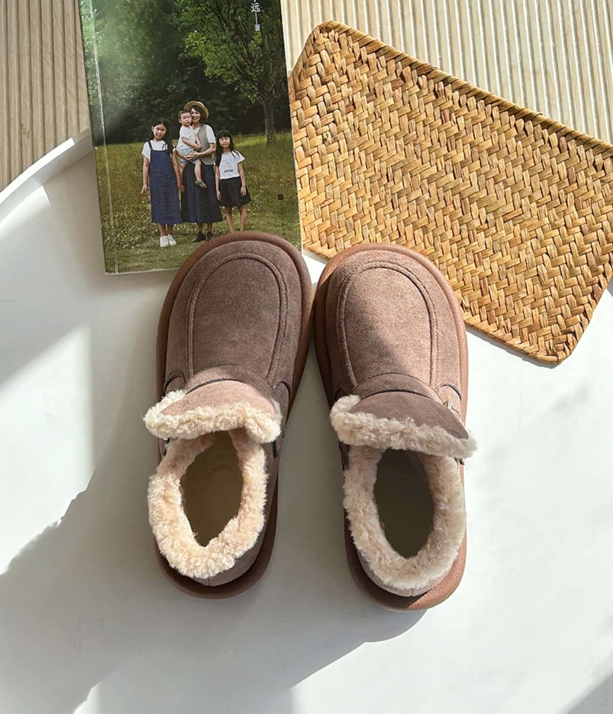 Suede round head flat bottom short boots winter warm velvet soft bottom snow boots