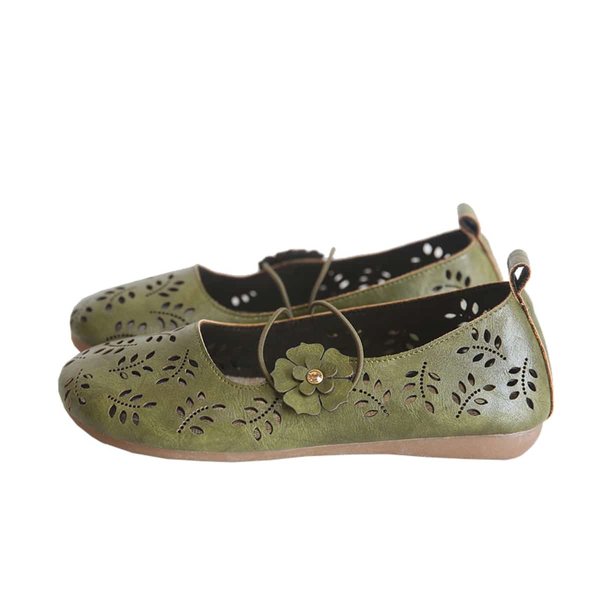 Hollow petal bag head flat shoes cotton and linen handmade comfortable soft sole one word with sandals