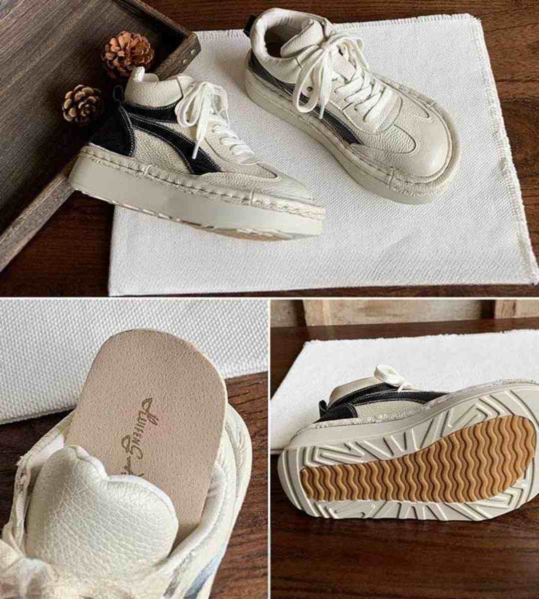Autumn Short Boots Leather Artistic Style Chunky Sneakers