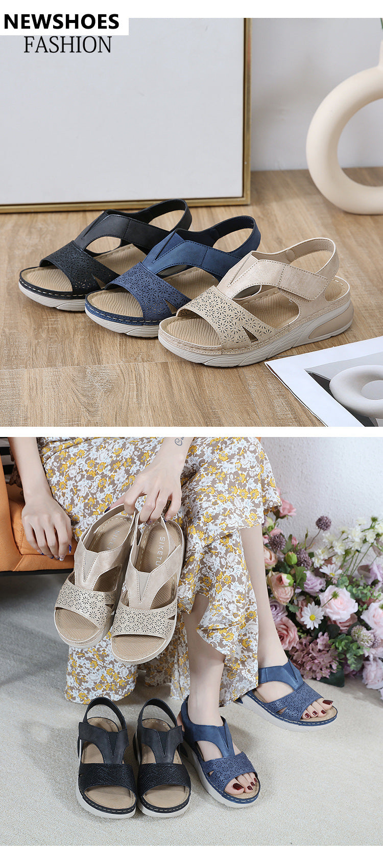 Thick Soled Velcro Stitching, Oversized Women's Shoes | Sports Sandals