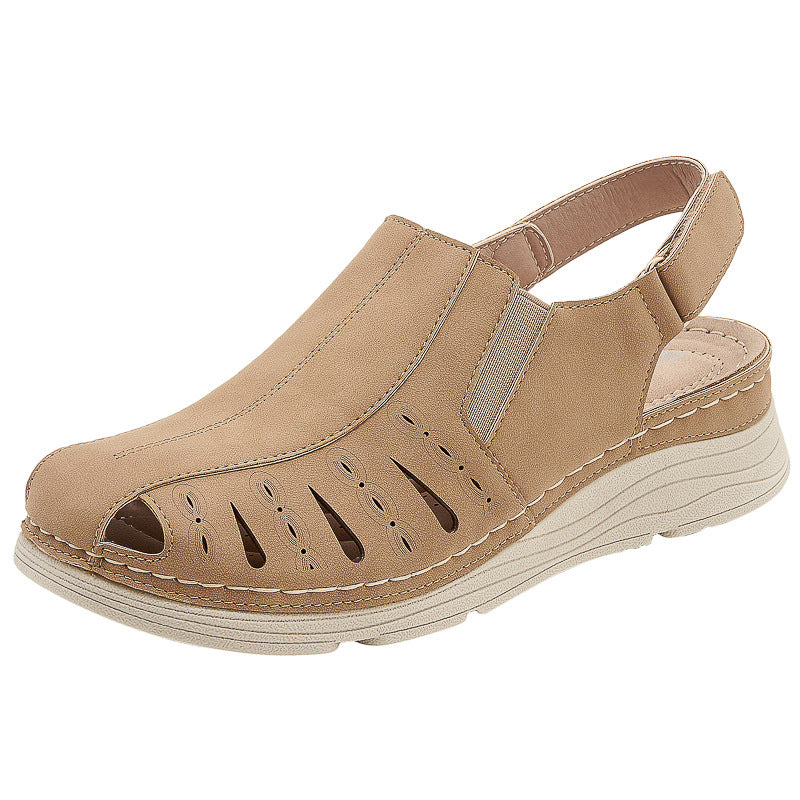 Autumn Sandals Women's Wedge Stitching Light Closed Toe Hollow Large Size Sandals