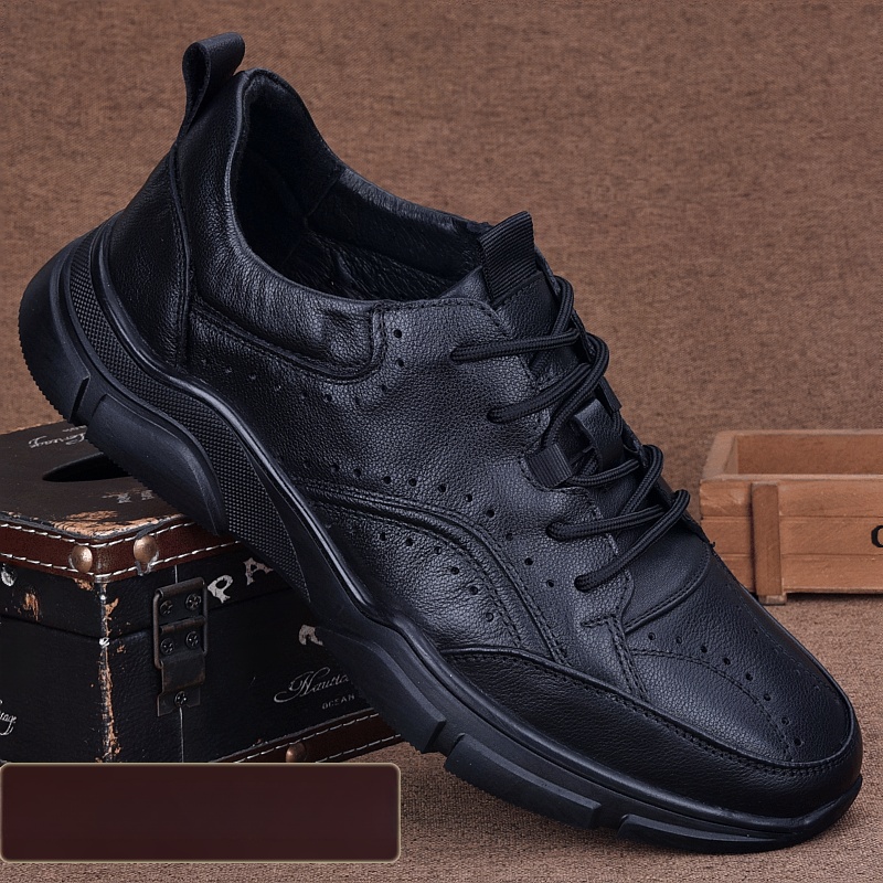 Men's sports shoes leather youth trend spring and autumn new casual leather shoes men's shoes
