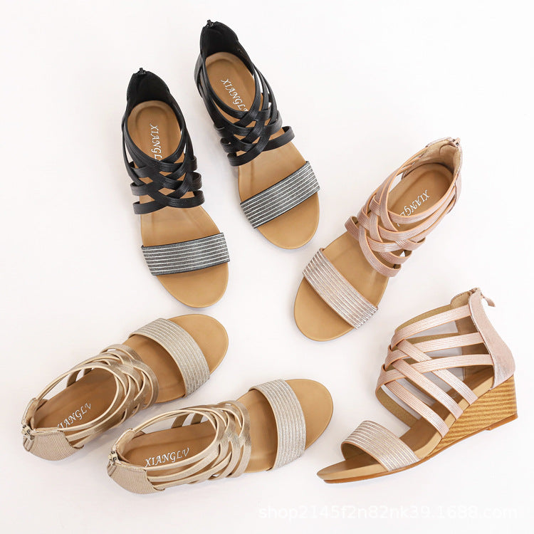 Wedge Roman Sandals Women Bohemian Ethnic Retro Open Toe Vacation Women's Travel Shoes