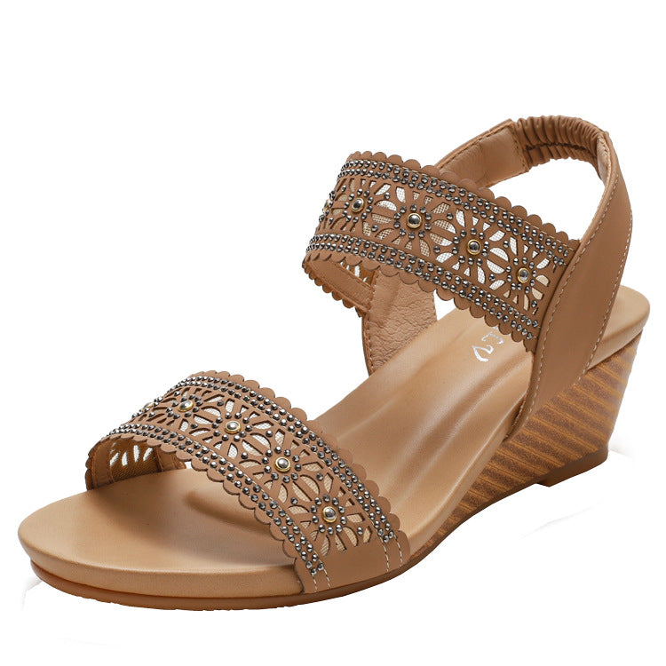 Women's Sandals with Flat Shoes Summer plus Size Soft Bottom Fashion Wedge Roman Shoes
