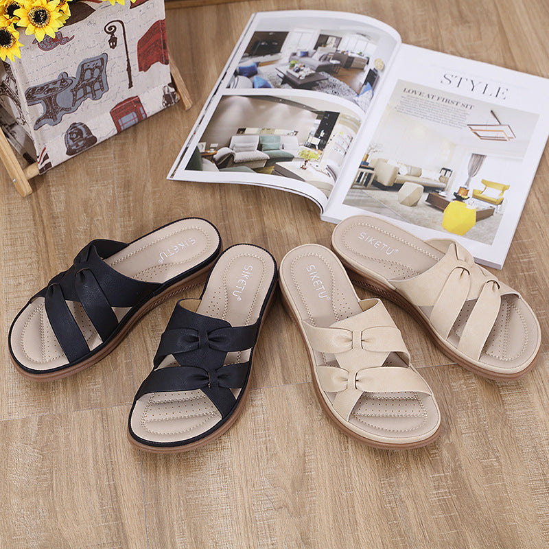 D637-5 Women's Casual Lightweight Large Size Retro Wedge Comfortable Sandals
