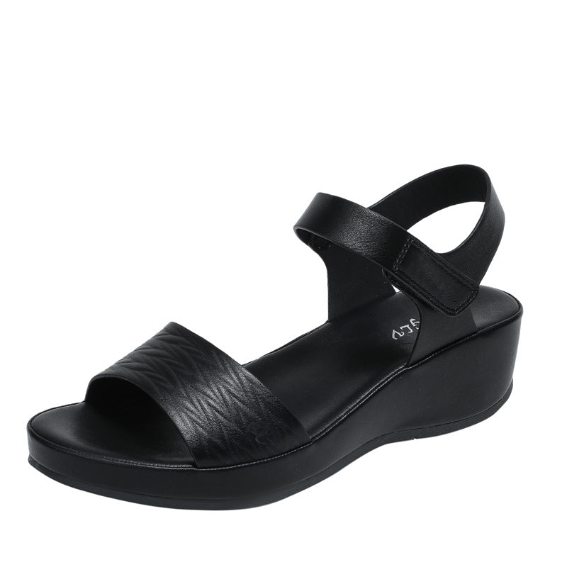 Beach Wedge Embossed Sandals Summer Heel Fashion Comfort and Casual Strap Roman Shoes