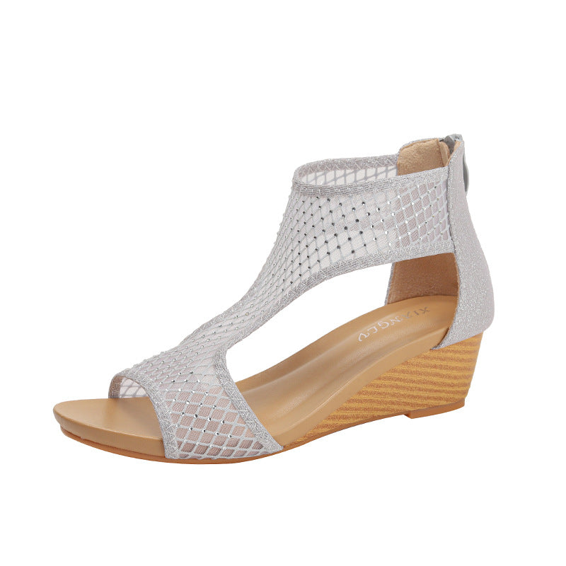 Sandals Women's Shoes Comfort and Casual Women's Mesh Surface Shoes Platform Wedge Large Size Mom Shoes Women's
