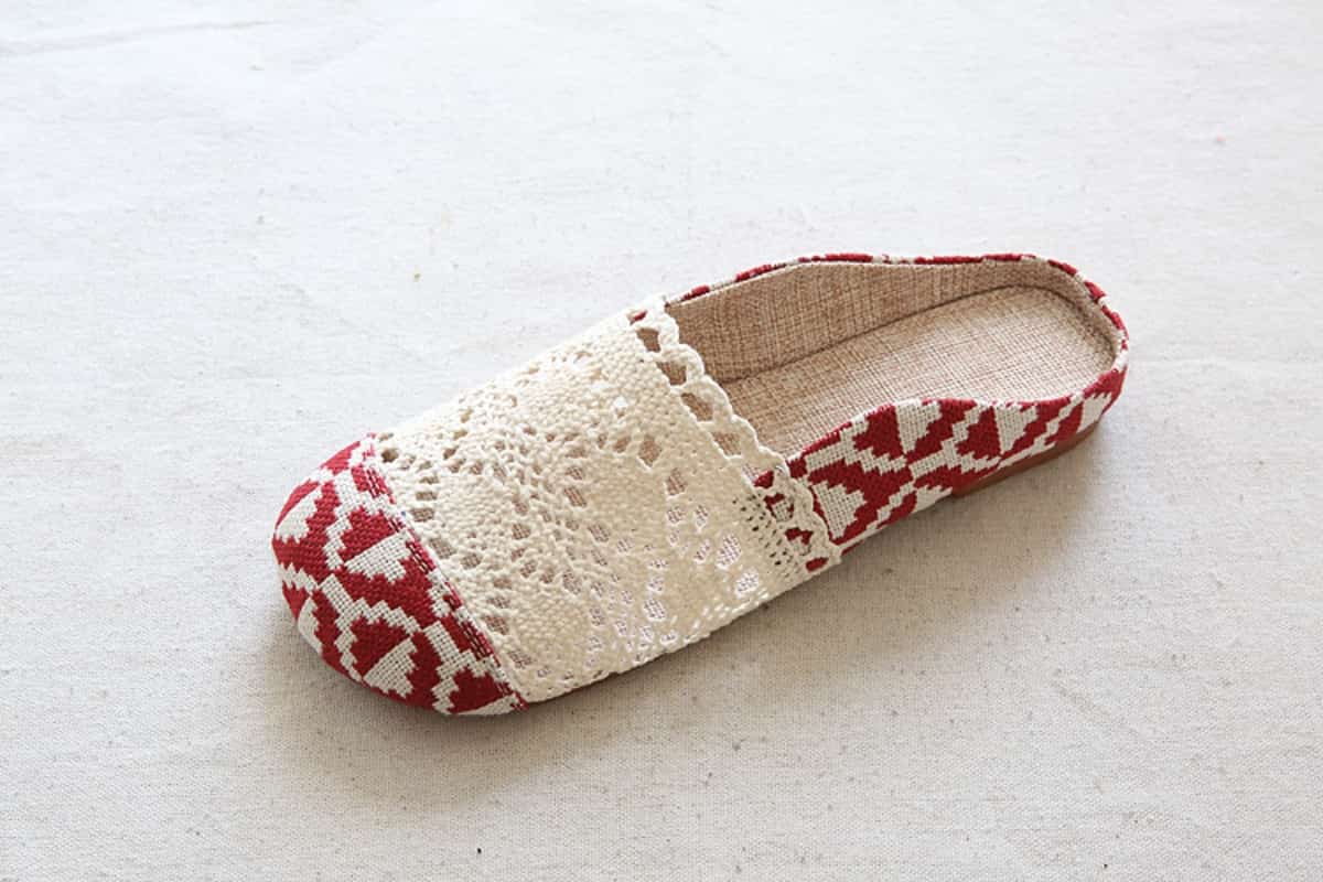 Chic Sen women's hollowed-out baotou flats summer comfortable soft-soled breathable cotton and linen cool slippers women