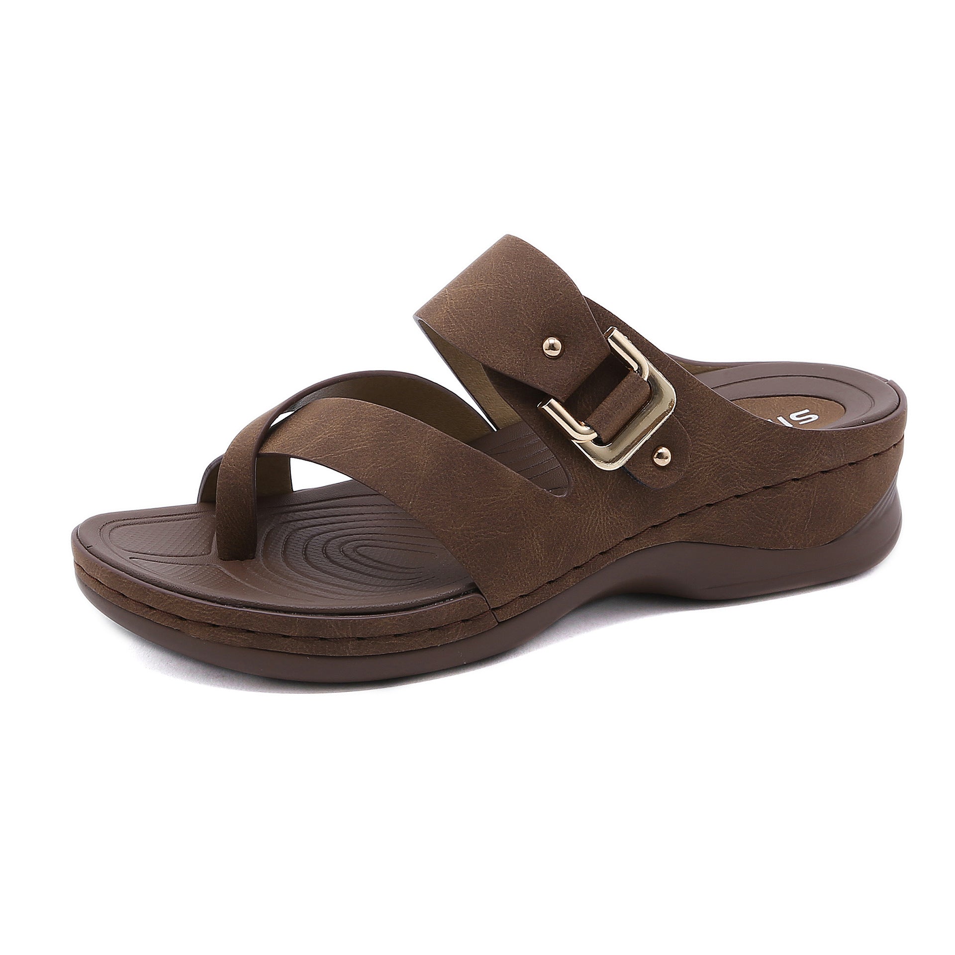 Fashion Sandals Women's Sewing Line Casual Wedge Metal Large Size Slippers Women
