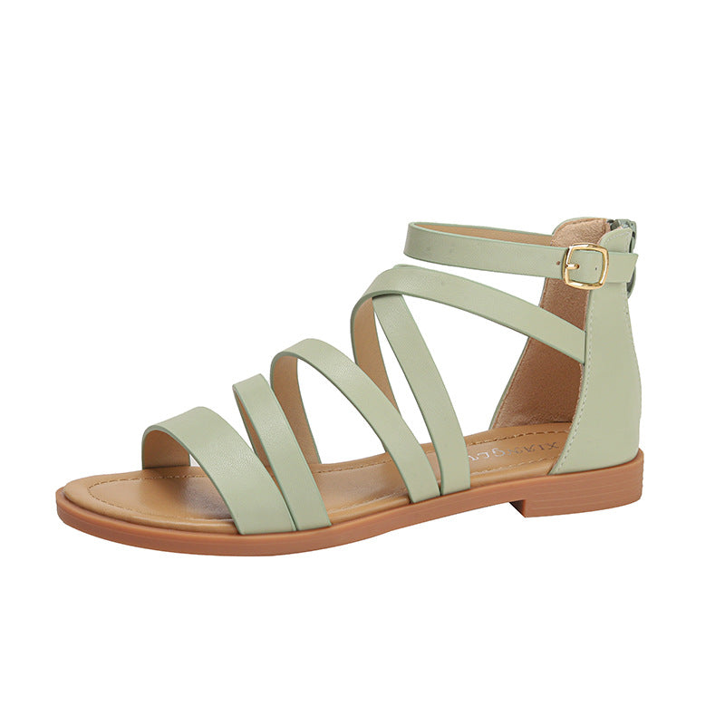 Women's Cross-Flat Roman Flat Sandals Casual Comfortable Women's Shoes