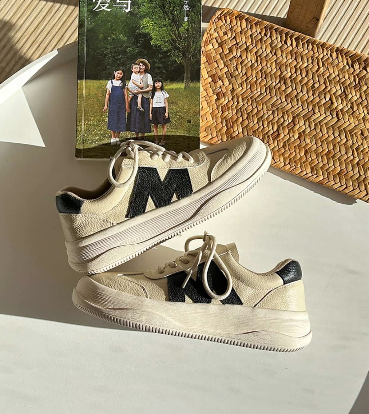 Leather round head lace-up platform shoes handsome versatile little white shoes women