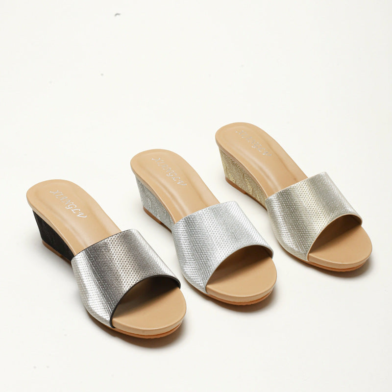 Sandals Fashion Open Toe Thick Bottom Small Wedge Outdoor Simple Comfortable Slippers for Women