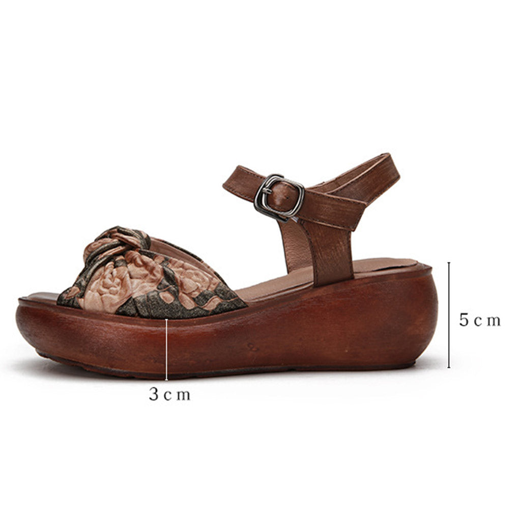 Women Retro Leather Summer Platform Sandals