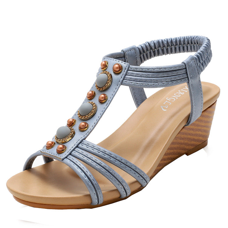 Platform Wedge Mid Heel Women's Sandals Retro Casual Fashion Roman Shoes Women