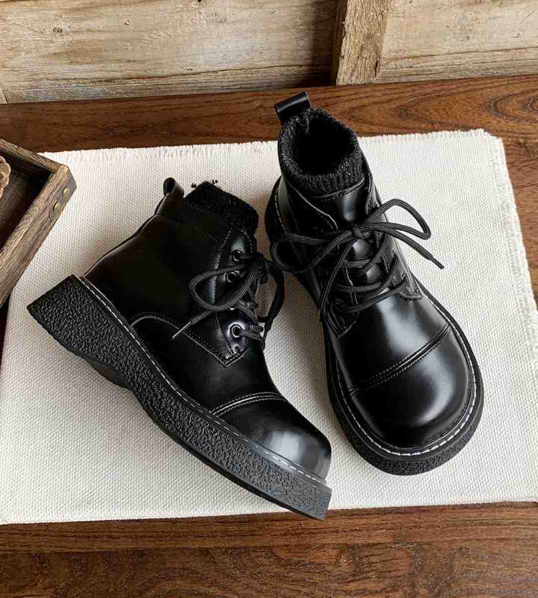 Fall Winter - Ankle Boots - Plush - British Style - Chunky Sole