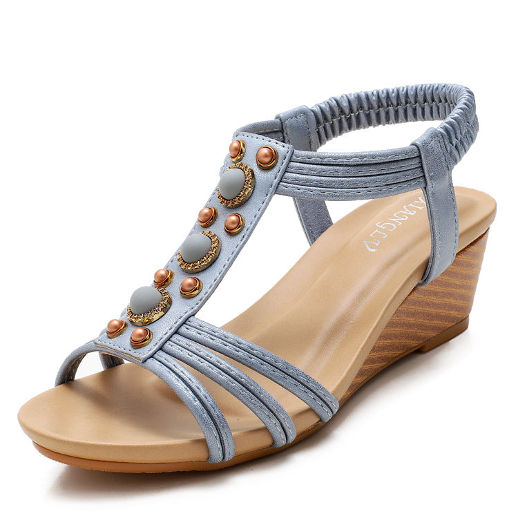 Platform Wedge Mid Heel Women's Sandals Retro Casual Fashion Roman Shoes Women