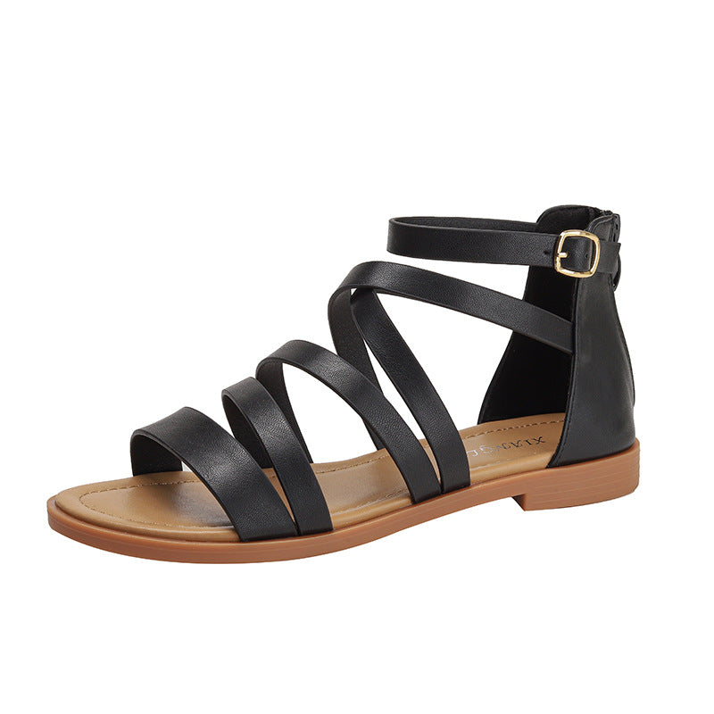 Women's Cross-Flat Roman Flat Sandals Casual Comfortable Women's Shoes