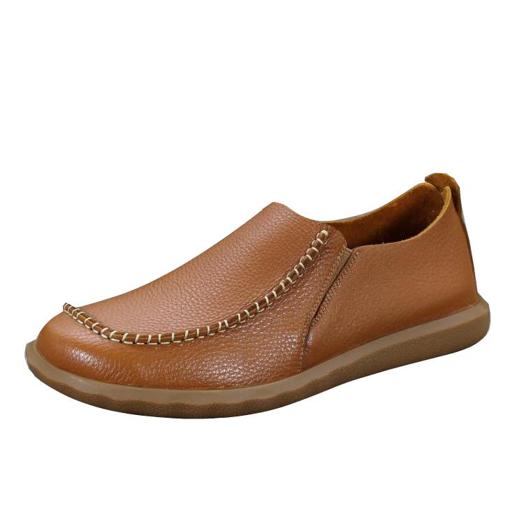 Leather casual leather shoes men's first layer cowhide lazy shoes beef tendon sole one pedal soft sole driving shoes tide