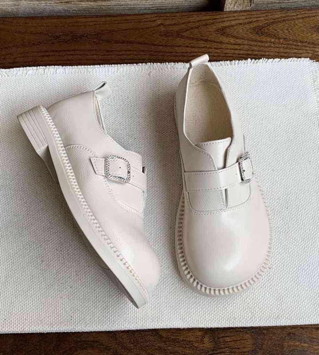 Autumn Oxford Shoes Leather Preppy Style Round Toe Flat